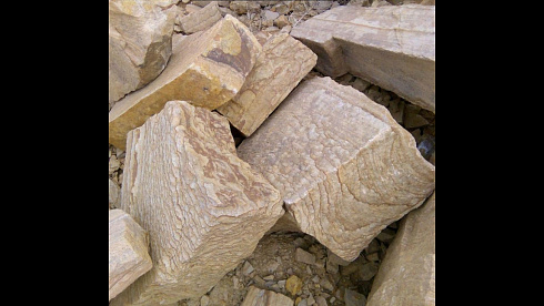 Kamenclub.ru: Песчаник пластушка желтый с рисунком (4-6 см)  купить в Костроме плитняк пластушка желтый с рисунком песчаник 9 000 руб/м3   фото КАМЕНЬ КЛУБ