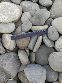 Kamenclub.ru: Галька речная плоская (ассорти) фр. 70-150 мм. купить в Костроме галька галечник серый белый темно-серый синий светло-серый плоская природная галька  9000 руб/т   фото КАМЕНЬ КЛУБ