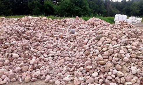 Kamenclub.ru: Розовый валунчик фр.100-300 мм.  купить в Костроме крупный природный камень розовый, серый молочный красный речной галечник природный 7850 руб/т   фото КАМЕНЬ КЛУБ